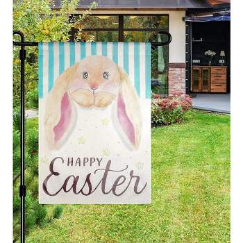 Happy Easter Flag Burlap Garden Flag 39" x 27" - Bunny Ears Double Side Bunny Flag for Easter Home Yard Outdoor Decoration