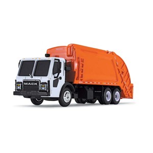 First Gear 1/87 White Mack LR with Orange McNeilus Meridian Rear Loader Garbage Truck 80-0353 - 1 of 3
