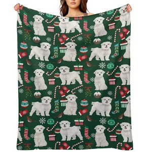 Maltese Dog Christmas Christmas Throw Blanket Soft Fleece Christmas Blanket Cozy Flannel Throw for Couch Bed 50x60 inches - 1 of 1