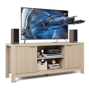 59" TV Stand for TVs Up to 65 Inches, Mid Century Modern TV Entertainment Center with Storage Cabinets & Open Shelves, Wood TV Cabinet - 1 of 4