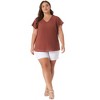 Agnes Orinda Women's Plus Size Swiss Dot V-Neck Tops with Flutter Sleeves - 3 of 4