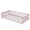 Whisen Twin Bed & Rubber Wood Floor Bed with Fence without Door, Multi - Functional Floor Bed for Kids' Sleep & Play - 4 of 4