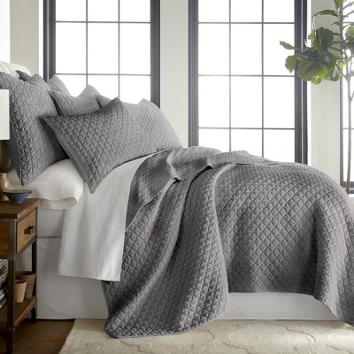 Gray Twin Reversible Microfiber Quilt Set