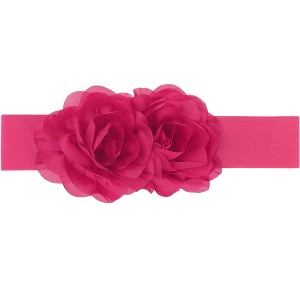 Elerevyo Women's Big Double-Flower Stretchy Elastic Wide Chunky Dress Waistband Belts - 1 of 4