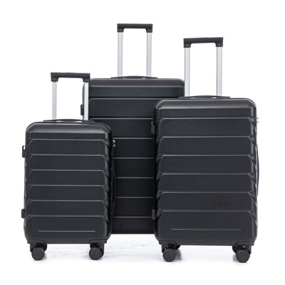 Aukfa 3-Piece ABS Luggage Set 20/24/28 Inch with Combination Lock, 360° Silent Spinner Wheels, Waterproof Matching Suitcases