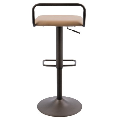 Contemporary Swivel Adjustable Barstool in Antique Brown Leather