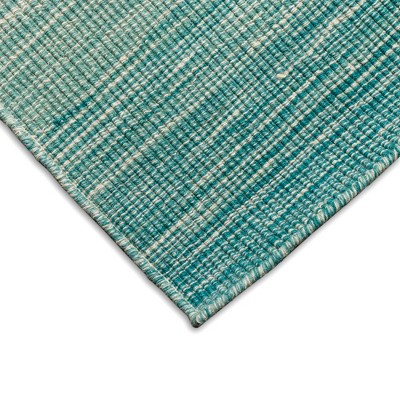 Handmade Aqua Blue Wool Rectangular Ombre Rug