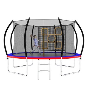 NAYSAYE Trampoline 12FT with Safety Net and Ladder for Outdoor Fun and Fitness, Blue and Red, 144.00"*103.00"*124.12" - 1 of 4