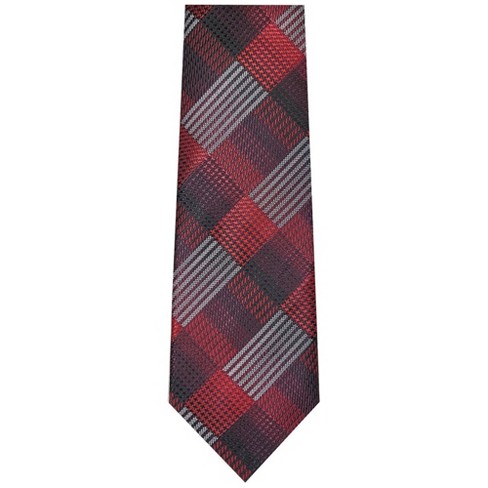 Thedappertie Men's Burgundy, Black And White Geometric Necktie With ...