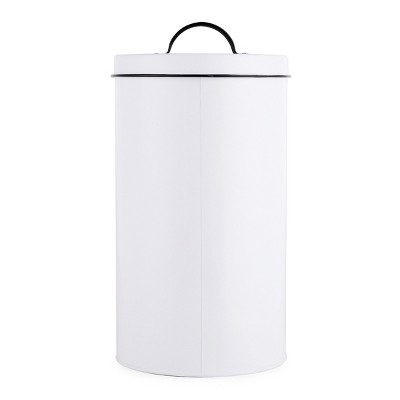 White Metal Farmhouse Pet Treat Container with Lid and Cookie Cutters