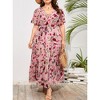 YESFASHION Women Plus Size Wrap Dress High Waist Short Sleeve Ruffle Casual Summer Maxi Dresses with Belt - 3 of 4