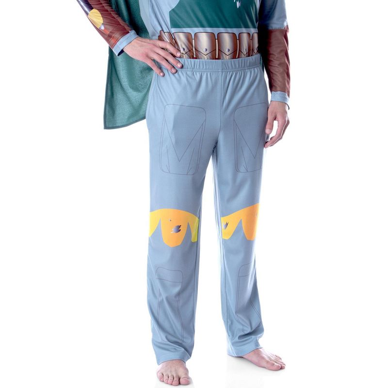 Star Wars Men's Boba Fett Costume Shirt And Pants Pajama Set With Cape Grey, 3 of 6