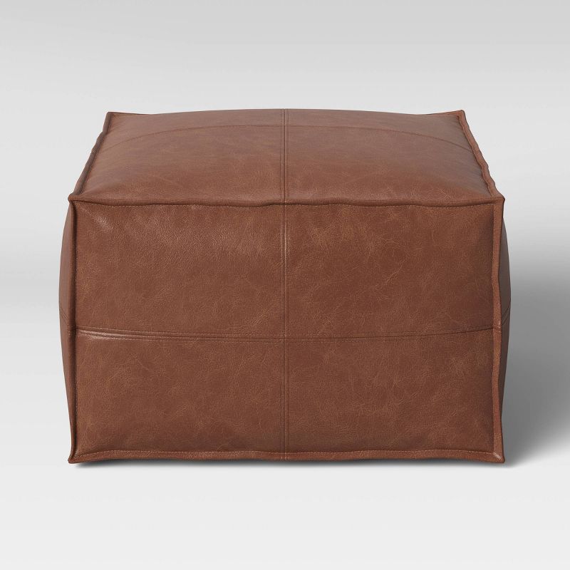 Earl Faux Leather French Seam Ottoman - Threshold™, 1 of 10