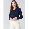 INSPIRE CHIC Women's Long Sleeve Pleated Tie Neck Office Blouses - 3 of 4