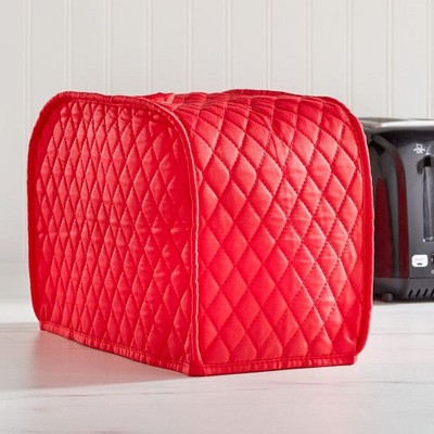 Red Quilted Polyester 4-Slice Toaster Appliance Cover