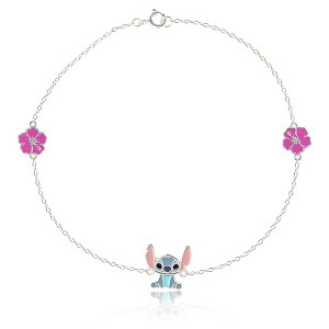 Disney Stitch Anklet Sterling Silver Ankle Bracelet for Women Official License, 9" Womens Anklet - 1 of 4