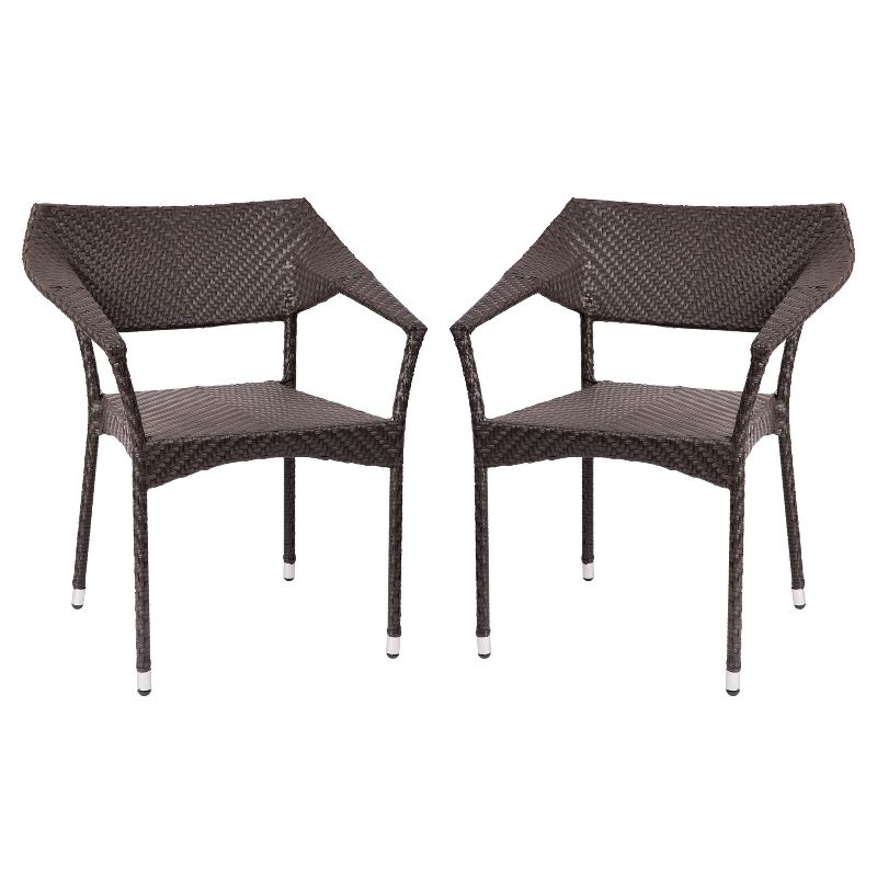 Flash Furniture Jace Set of 2 Commercial Grade Stacking Patio Chairs, All Weather PE Rattan Wicker Patio Dining Chairs, 1 of 13