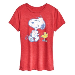 Women's - Peanuts - Snoopy And Woodstock Pastels Short Sleeve Graphic T-Shirt - 1 of 4