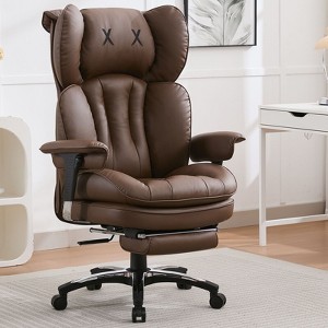 Efomao Big and Tall Office Chair with Footrest - High Back Computer Chair with Adjustable Armrests, Wide Seat Executive Desk Chair, Brown - 1 of 4