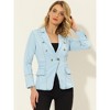 Allegra K Women's Regular Fit Casual Lapel Long Sleeve Denim Pockets Blazer - 2 of 4