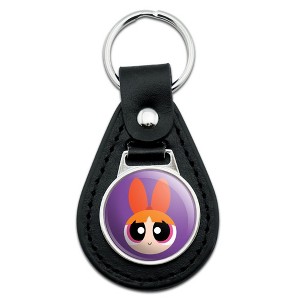 Powerpuff Girls Blossom Head Black Leather Keychain - 1 of 4
