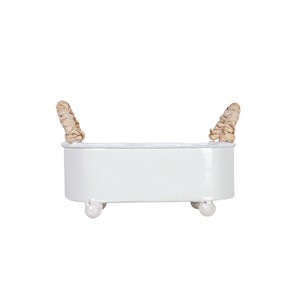 Trough Mini Planter White Metal, Reed & Wood by Foreside Home & Garden - 1 of 4