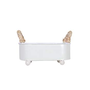 Trough Mini Planter White Metal, Reed & Wood by Foreside Home & Garden