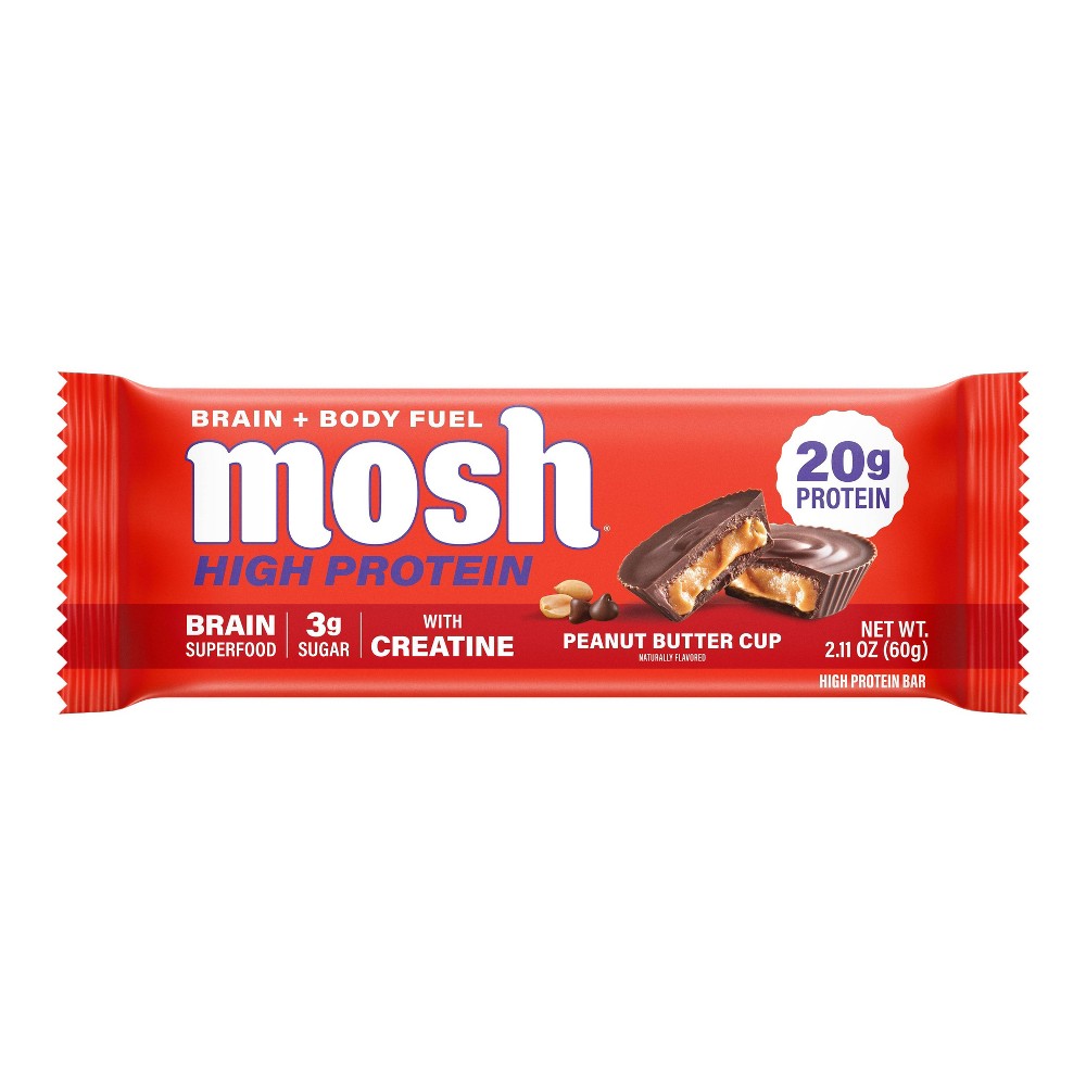 MOSH Peanut Butter Cup High Protein Bar with Creatine - 20g Protein - 2.11oz