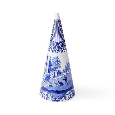 Spode Blue Italian Cone Shaped Topiary for Home Décor with Iconic Blue Italian Motif, Made of Fine Porcelain