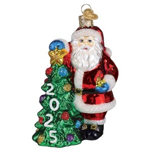 Old World Christmas Blown Glass Ornament for Christmas Tree, 2025 Santa with Tree - 1 of 4