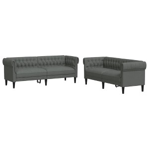 vidaXL Dark Gray Modern Sofa Set - 2 & 3 Seater: Living Room Furniture, Sturdy Wood Frame, Comfortable Fabric - 1 of 4