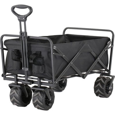 MaseiKar Heavy Duty 350 Lbs Capacity Collapsible Wagon, Outdoor Folding Camping Wagons, Grocery Portable Utility Cart, Adjustable Rolling Carts