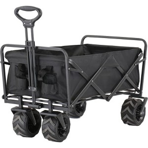 MaseiKar Heavy Duty 350 Lbs Capacity Collapsible Wagon, Outdoor Folding Camping Wagons, Grocery Portable Utility Cart, Adjustable Rolling Carts - 1 of 4
