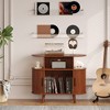 CuisinSmart Mid Century Record Player Stand with Charging Station, Round Wooden Turntable Stand & Vinyl Record Storage Cabinet with Open Shelves - 4 of 4