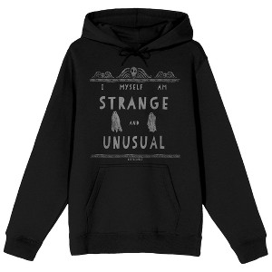 Beetlejuice I Myself Am Strange And Unusual Long Sleeve Men's Black Hooded Sweatshirt - 1 of 3
