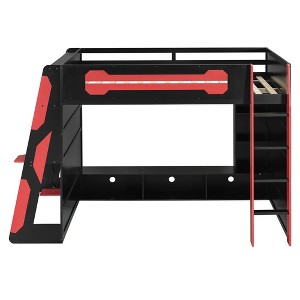 Bellemave Full Loft Bed with Desk, Storage Shelves, Light & Charging Station, Wood Gaming Bed for Teens & Adults, No Box Spring Needed - 1 of 4