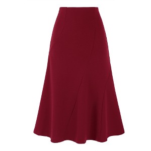 INSPIRE CHIC Women's High Waisted Flared Skirts for 1950s Solid Color Business Fishtail Midi Skirt - 1 of 4