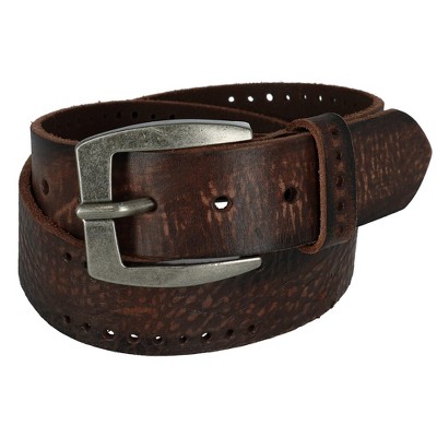 Ctm Men's Distressed Leather Bridle Belt With Perforations, 32, Brown ...
