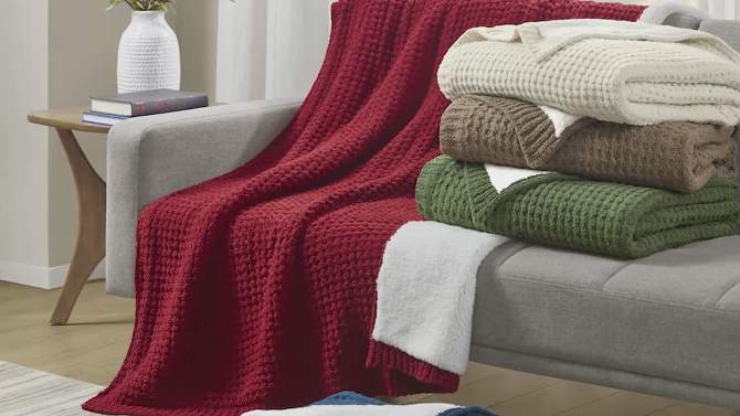 50"x60" Eden Waffle Knit Chenille Throw Blanket - Madison Park, 2 of 9, play video