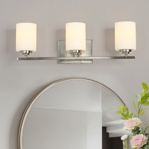 LNC Classic 23-in 3-Light Chrome with Opal Cylinder Glass Transitional Vanity Light Bar - 1 of 4