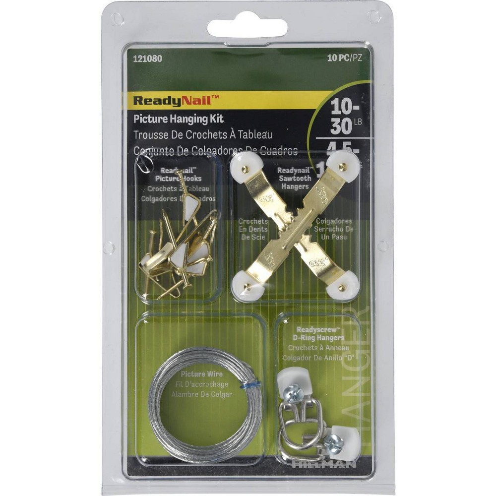 Hillman 10pc 10lbs-30lbs Picture Hanging Kit