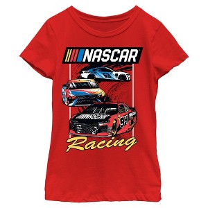 Girls NASCAR Racing Cars Retro Sketch T Shirt - 1 of 4