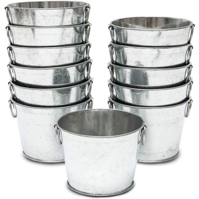 Juvale 12-Pack Mini Decorative Galvanized Metal Buckets with Handles 4.5 x 3.5 In