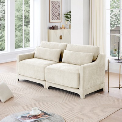 SKRAN Modular Chenille Fabric Sectional Sofa, 2 Seater Cloud Couch with Lumbar Pillow, Loveseat Sofa for Living Room, Bedroom
