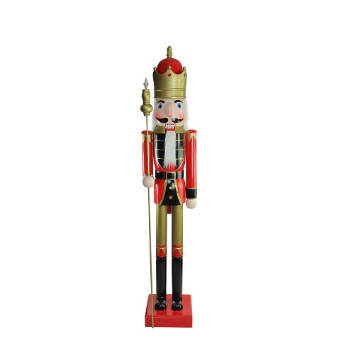 Northlight 6' Giant Commercial Size Wooden Red, Black and Gold Christmas Nutcracker King with Scepter - image 1 of 3