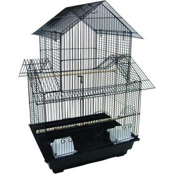 YML A5844 3/8 inches Bar Spacing Pagoda Small Bird Cage Black 18 inches x 14 inches