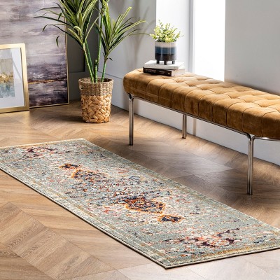 Nuloom Distressed Global Sarita Area Rug, Runner 2' 6" x 6', Gray