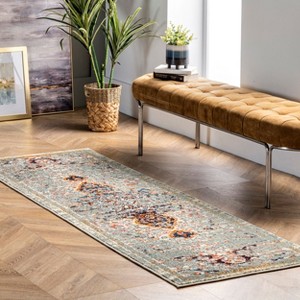 Nuloom Distressed Global Sarita Area Rug, Runner 2' 6" x 6', Gray - 1 of 4