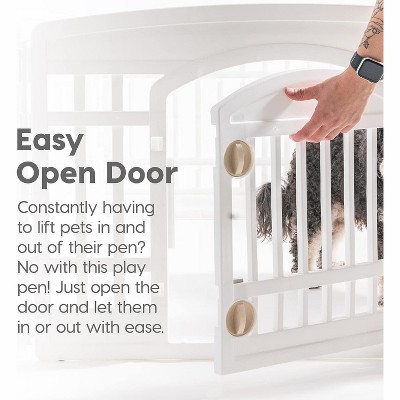 Black Plastic 6-Panel Pet Playpen with Door