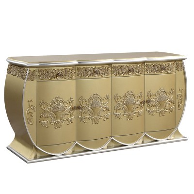 76" Gold Finish Rococo Style Ornate Wood Composite Server